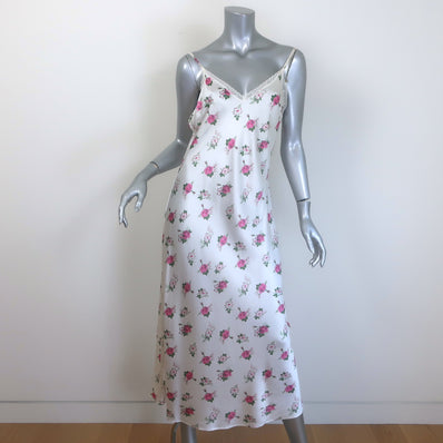 LoveShackFancy x Morgan Lane Stella Slip Dress White Floral Satin Size Large