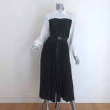 Lovebirds Zen Pleated Midi Shirtdress Black/Cream Silk 