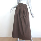 MIKOH Delia Side-Slit Maxi Skirt Dark Brown Cotton Poplin Size 0 NEW