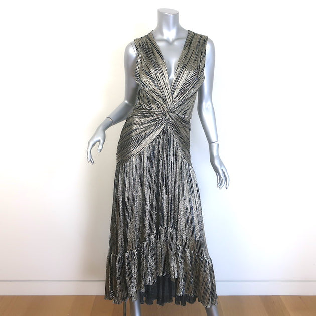 metallic striped dress Nausicaa Navy Blue Metallic Striped Knit Midi Dress