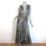 MISA Ava Metallic Striped Twist-Front Midi Dress Gold Size Extra Small