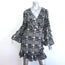 MISA Isabel Ruffled Mini Wrap Dress Black/Ecru Plaid Size Large