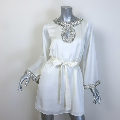 MISA Ivy Crystal-Embellished Belted Mini Dress