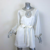 MISA Ivy Crystal-Embellished Belted Mini Dress
