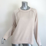 1) MONROW studded raglan sweatshirt in light beige, size M — pre-owned authentic designer piece 2) MONROW light beige studded raglan sweatshirt, medium, pre-owned luxury casual knit 3) MONROW studded raglan sweatshirt, light beige knit, size M — pre-owned, authentic luxe find