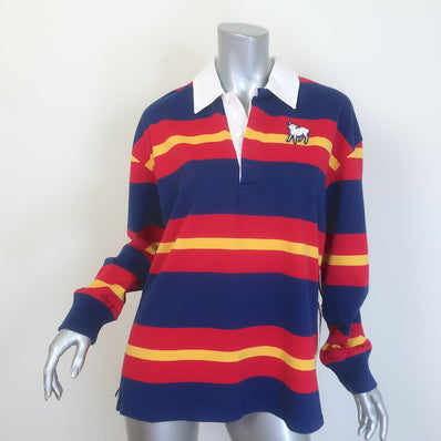MOTHER The Long Sleeve Huddle Striped Polo Shirt