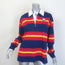 MOTHER The Long Sleeve Huddle Striped Polo Shirt Navy/Red Size Medium NEW