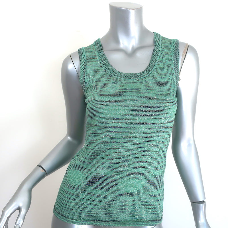 M Missoni Space Dye Tank Top Seafoam Metallic Stretch Knit Size 42