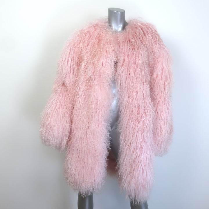Magda Butrym Shag Shearling Coat Pink 