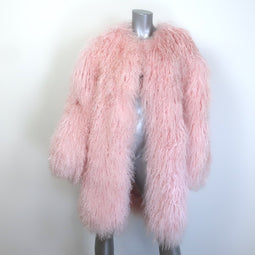 Magda Butrym Shag Shearling Coat Pink 
