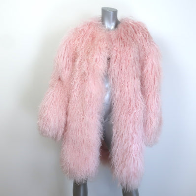 Magda Butrym Shag Shearling Coat Pink 