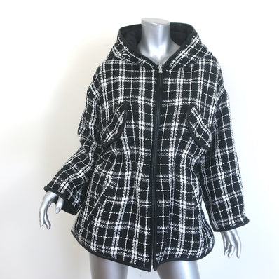Maje Gangzidamo Reversible Hooded Tweed Jacket Black/White Size 0 NEW