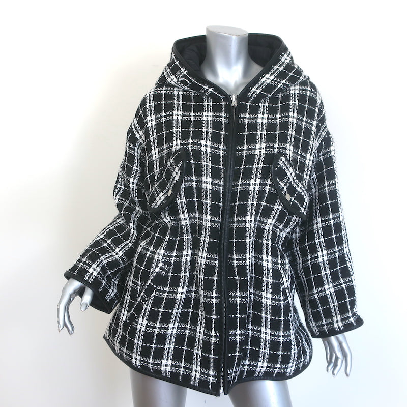 Maje Gangzidamo Reversible Hooded Tweed Jacket Black/White Size 0 NEW