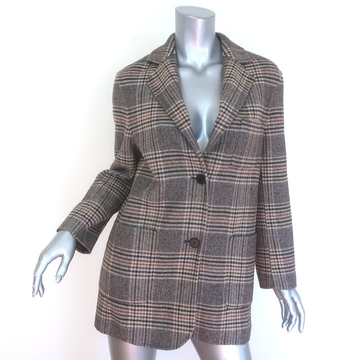 Maje Garion Plaid Oversized Blazer 
