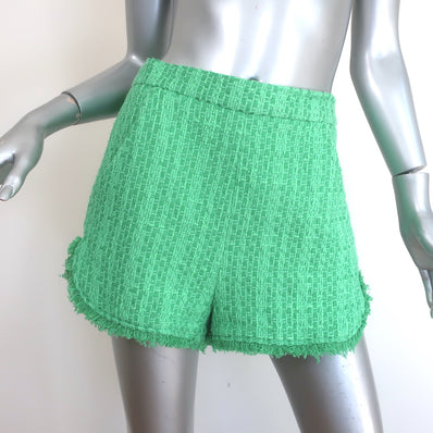 Maje Ivete Frayed Tweed Shorts Green Size 38 NEW
