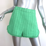 Maje Ivete Frayed Tweed Shorts Green Size 38 NEW
