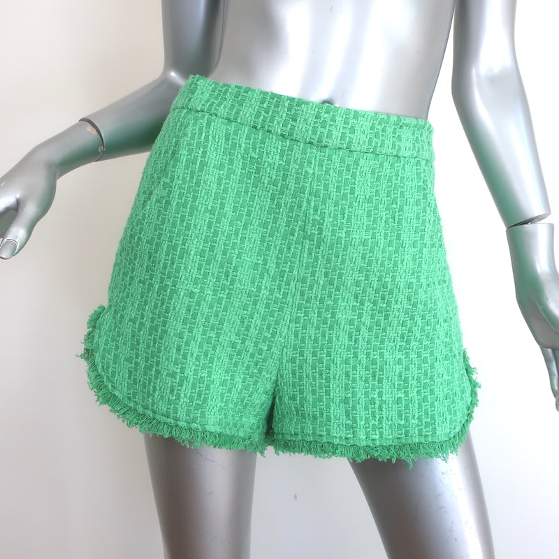 Maje Ivete Frayed Tweed Shorts Green Size 38 NEW