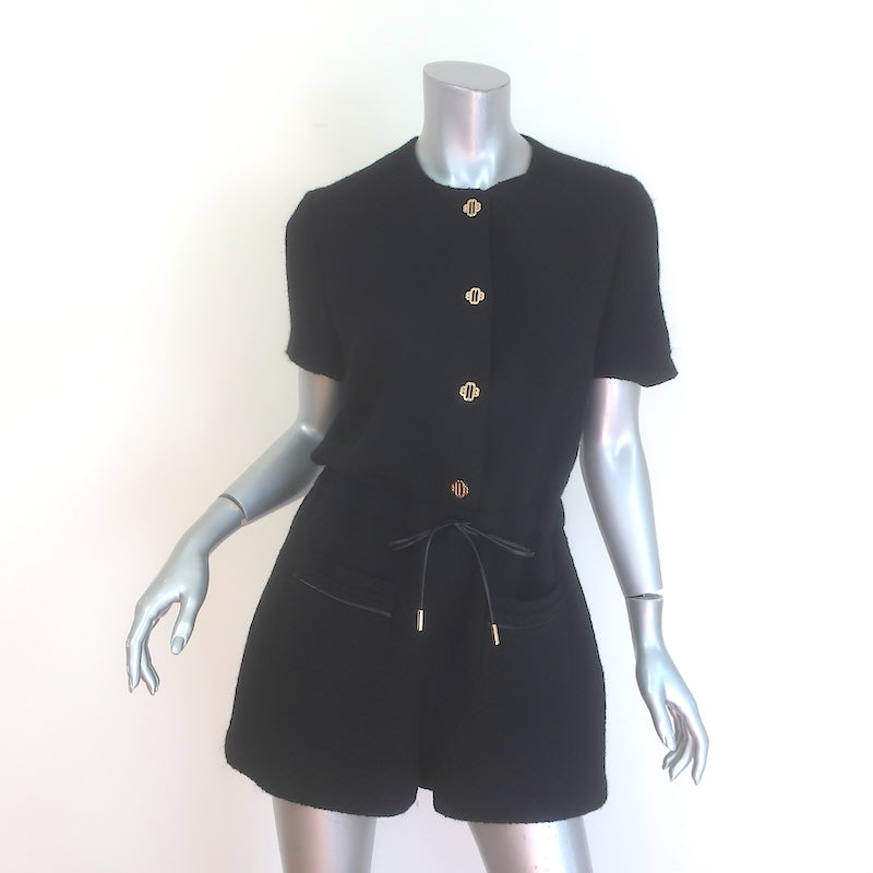 Maje Izola Tweed Short Sleeve Romper Black 