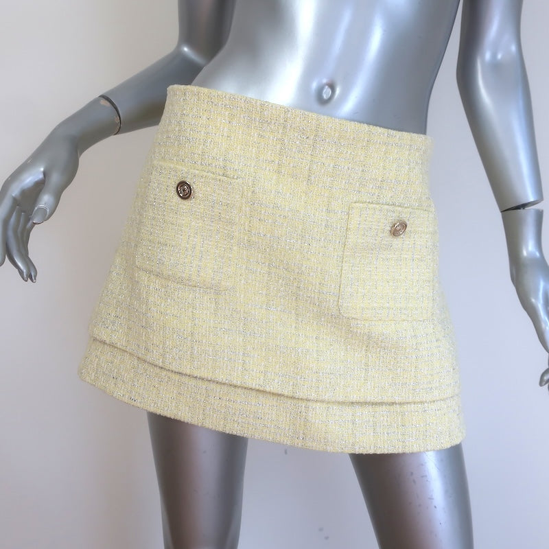 Maje Jitania Tweed Mini Skirt Light Yellow