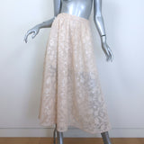 Maje Jupon Floral-Sequined Mesh Midi Skirt Beige Size 34