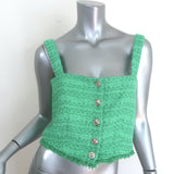 Maje Livete Tweed Cropped Button-Front Tank Top Green Size 3 NEW