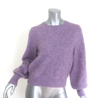 Maje Puff Sleeve Ribbed Knit Sweater Violet