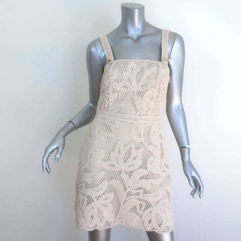 Maje Romee Crochet Lace Mini Dress Beige Cotton-Blend Size 38 NEW –  Celebrity Owned