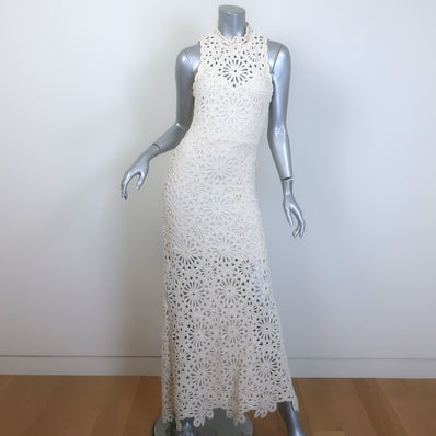 Maje Rozimina Pearl-Beaded Guipure Lace Maxi Dress