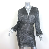 Maje Runny Metallic Draped Blouson-Sleeve Mini Dress 