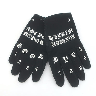 Majesty Black Ouija Gloves Black Cotton Size 8.5