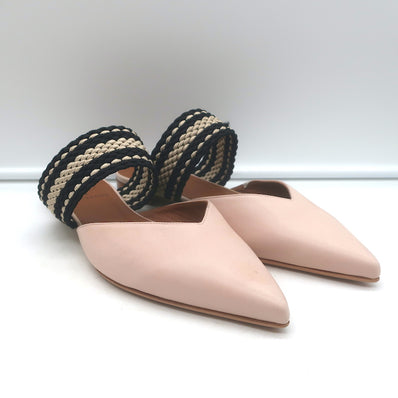 Malone Souliers + Roksanda Hannah Flat Mules Light Pink Leather Size 39 NEW