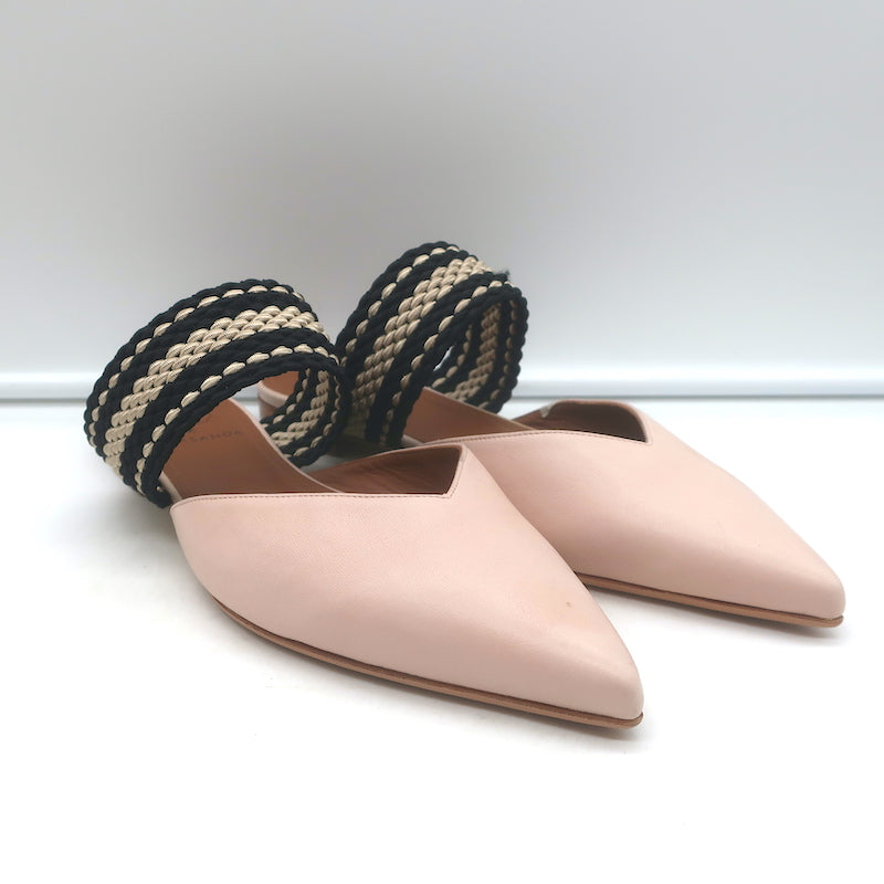 Malone Souliers + Roksanda Hannah Flat Mules Light Pink Leather Size 39 NEW