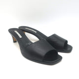 Manolo Blahnik Araspemu Mules Black Leather Size 41 