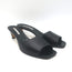 Manolo Blahnik Araspemu Mules Black Leather Size 41 Kitten Heel Slide Sandals