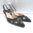 Manolo Blahnik Carolyne 50 Jeweled Slingback Pumps Dark Gray Suede Size 38.5 NEW