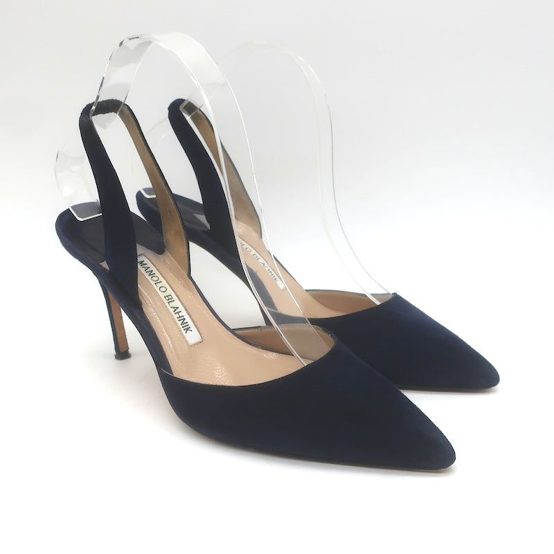 Manolo Blahnik Carolyne Slingback Pumps Navy 