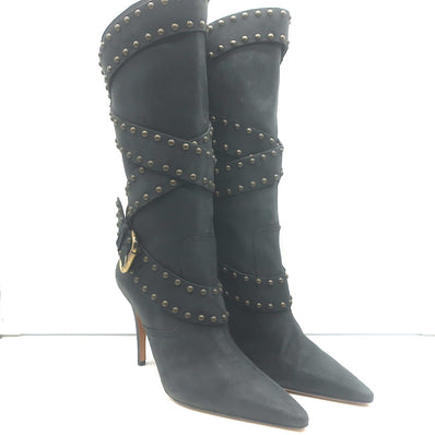 Manolo Blahnik Karo Studded Buckle Boots 