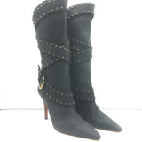 Manolo Blahnik Karo Studded Buckle Boots 