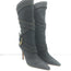 Manolo Blahnik Karo Studded Buckle Boots Black Nubuck Leather Size 39.5