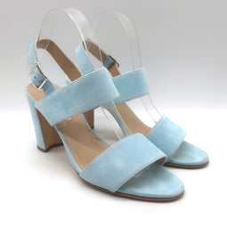 Manolo Blahnik Khan Slingback Sandals Light Blue Suede Size 40