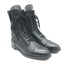 Manolo Blahnik Lugata Side-Zip Combat Boots Black Grained Leather Size 41