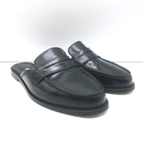 Manolo Blahnik Perritamu Penny Loafer Mules Black Leather Size 37.5