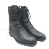 Manolo Blahnik Planigia Combat Boots Black Leather Size 38 Flat Ankle Boots