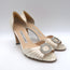 Manolo Blahnik Sedaraby Crystal-Buckle d'Orsay Pumps Ivory Satin Size 38.5
