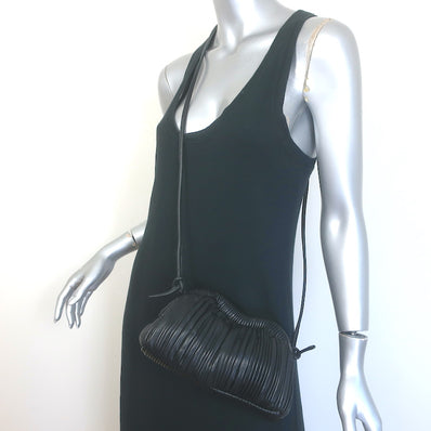 Mansur Gavriel Mini Cloud Clutch Black Pleated Leather 