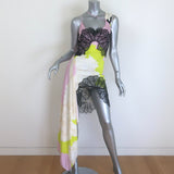 Maria Lucia Hohan Lola Asymmetric Draped Mini Dress Lace-Trim Silk Size US 6 NEW