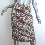 Marni Floral Print Pencil Skirt Cream/Multicolor Satin Size 40