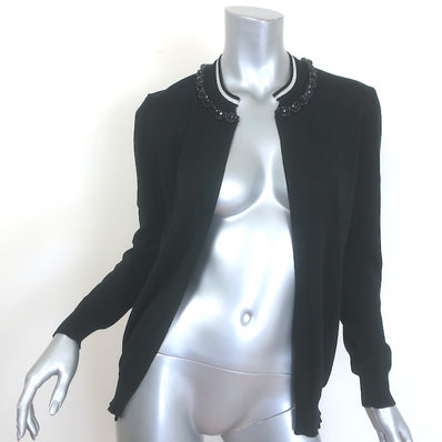 Marni Jeweled Collar Cardigan Black Cotton Size 40 