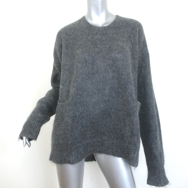 Marni Oversized Button-Back Sweater Dark Gray Mohair-Blend Size 42