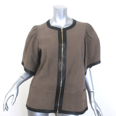 Marni Short Sleeve Zip-Up Leather Jacket 